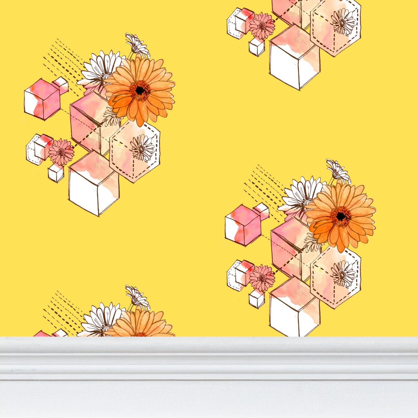 Carnations + Cubes Wallpaper