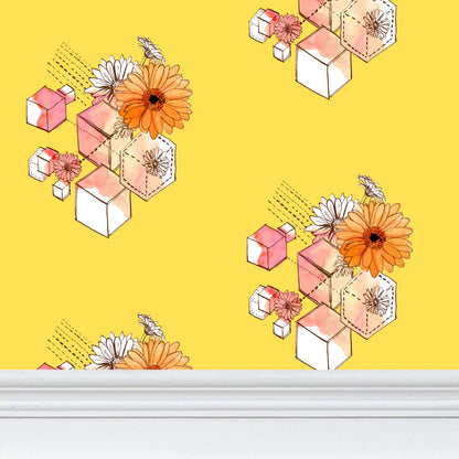 Carnations + Cubes Wallpaper