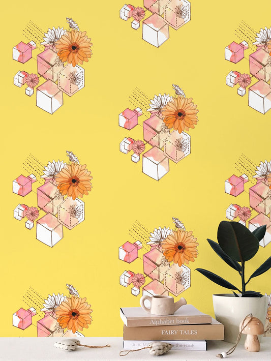 Carnations + Cubes Wallpaper